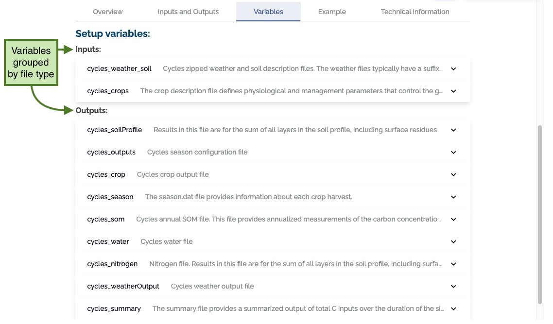 Variables tab Variables tab